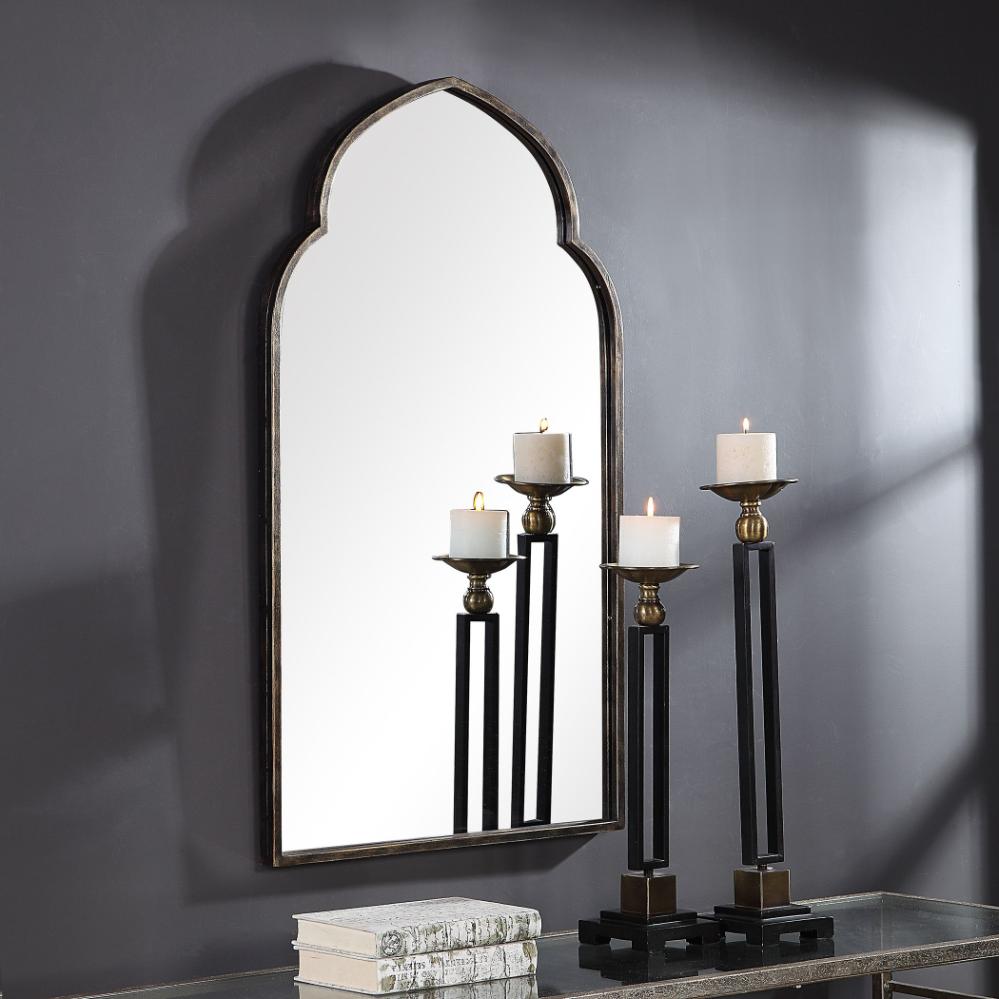 Temple Arched Mirror in Golden Bronze