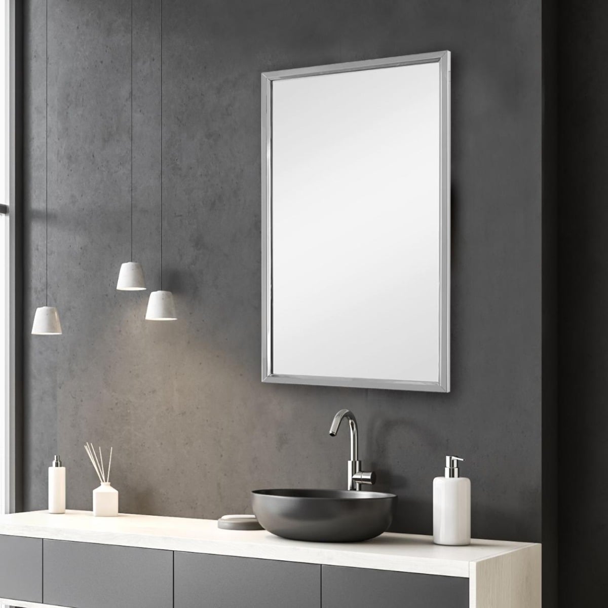 Simple Rectangular Mirror Silver