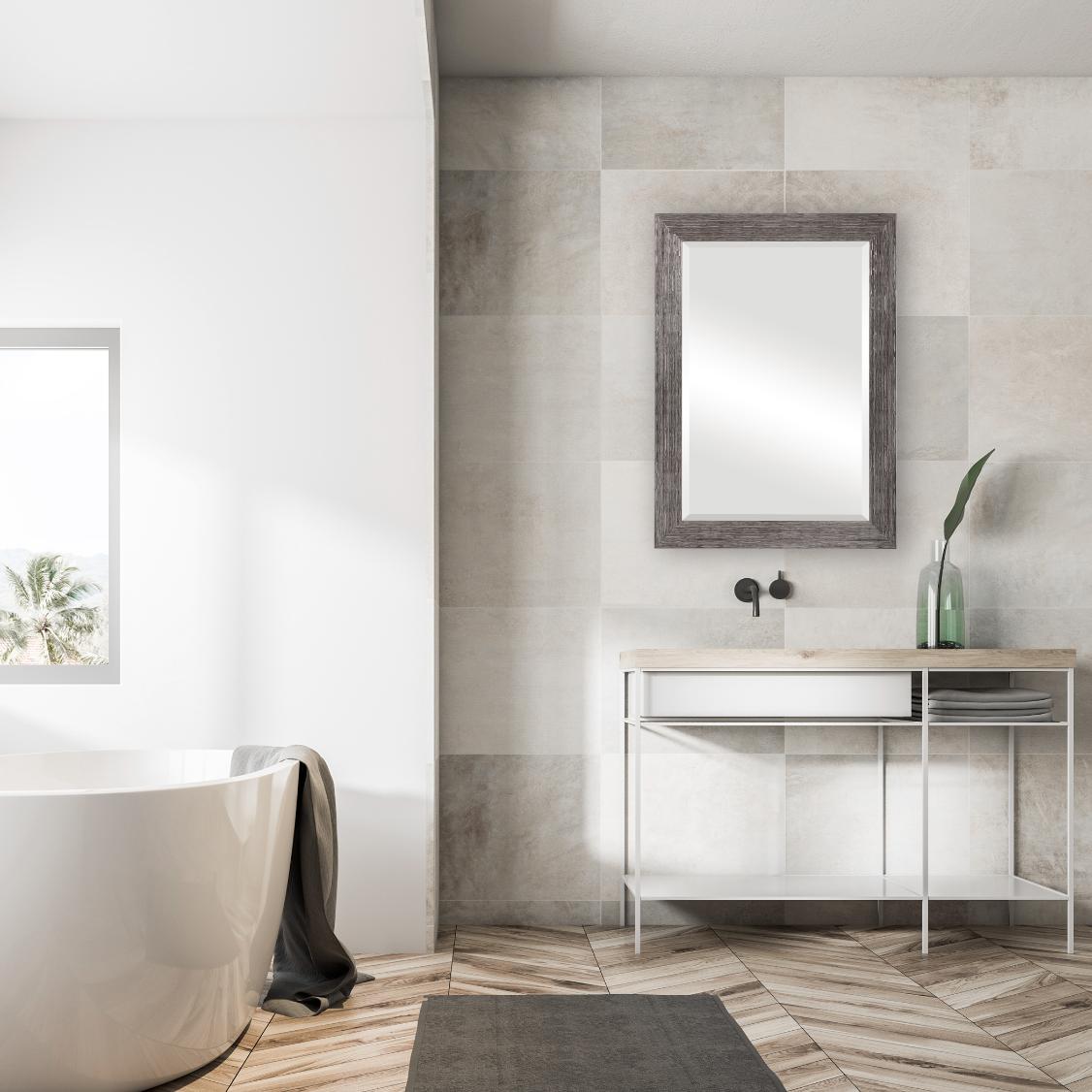 Silver Wood Effect Mirror