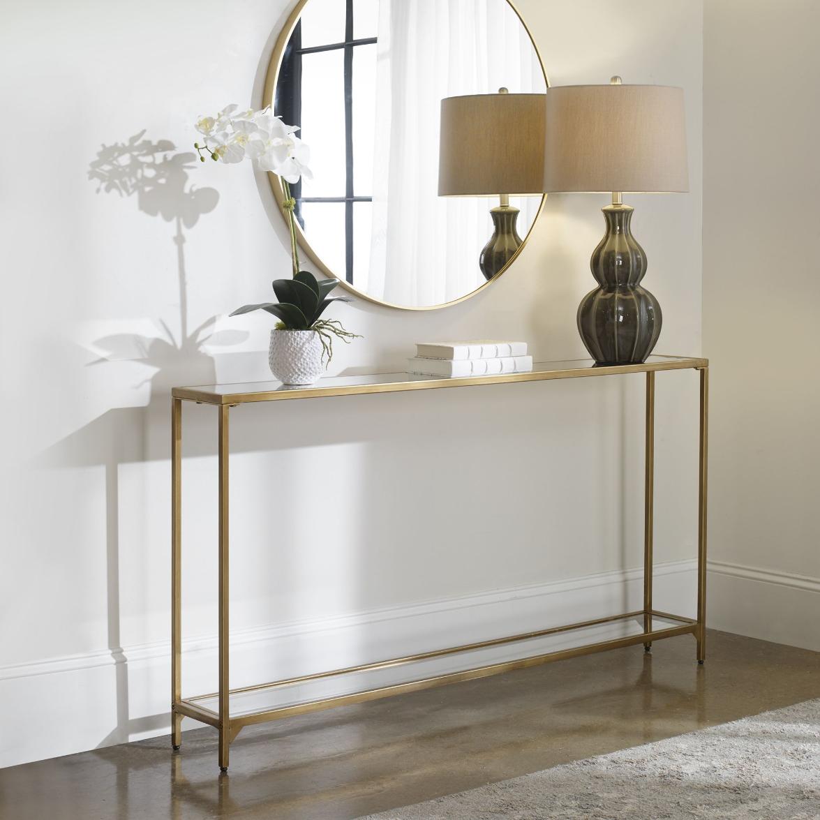 Slimline Console Gold Finish