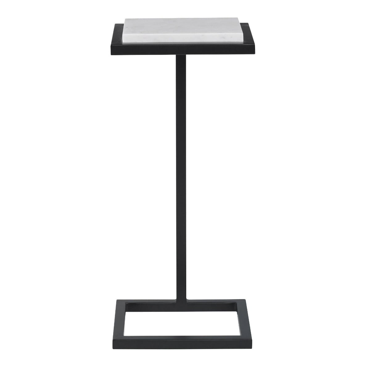 Served Accent Table White Marble & Black