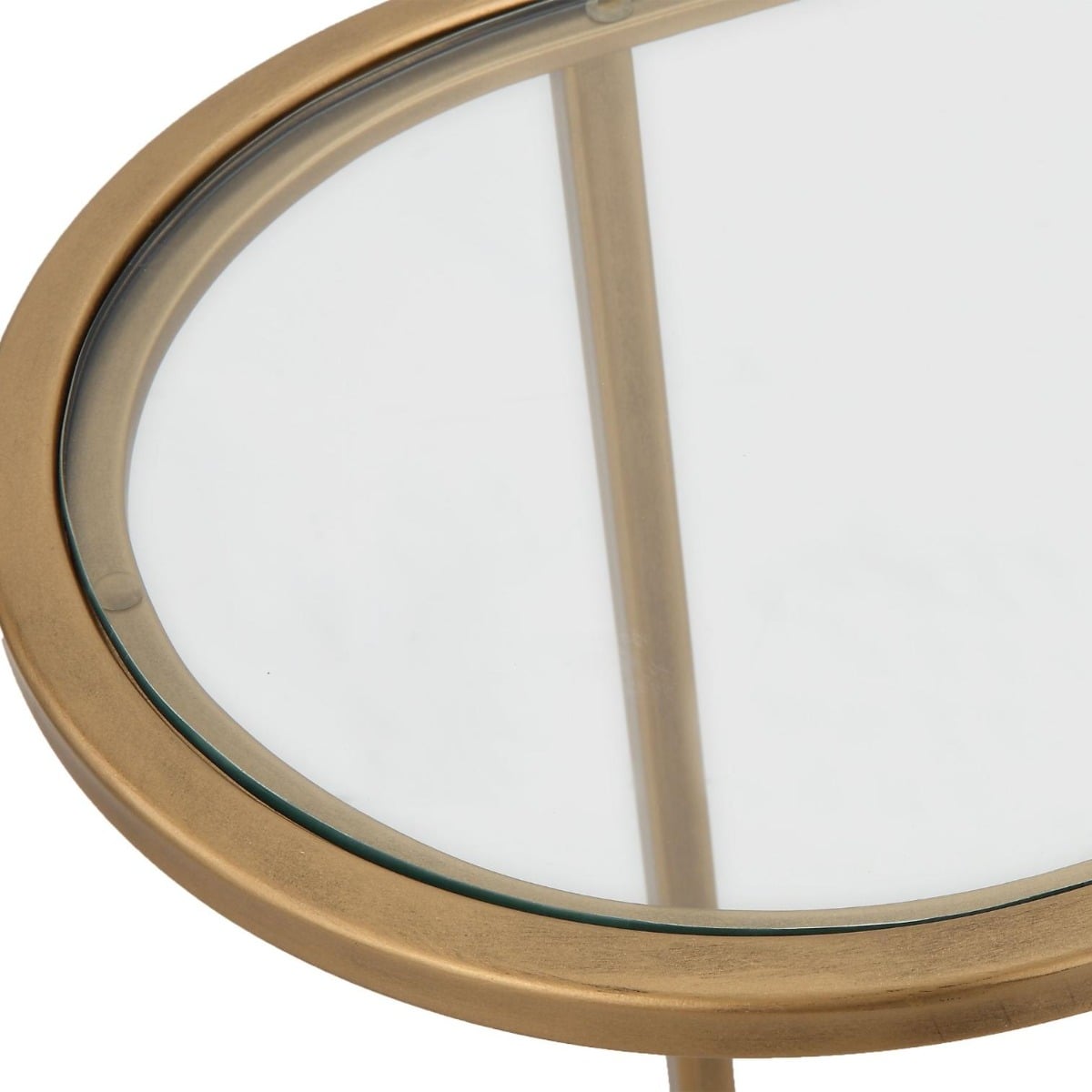 Slide Nesting Side Tables Brass & Glass