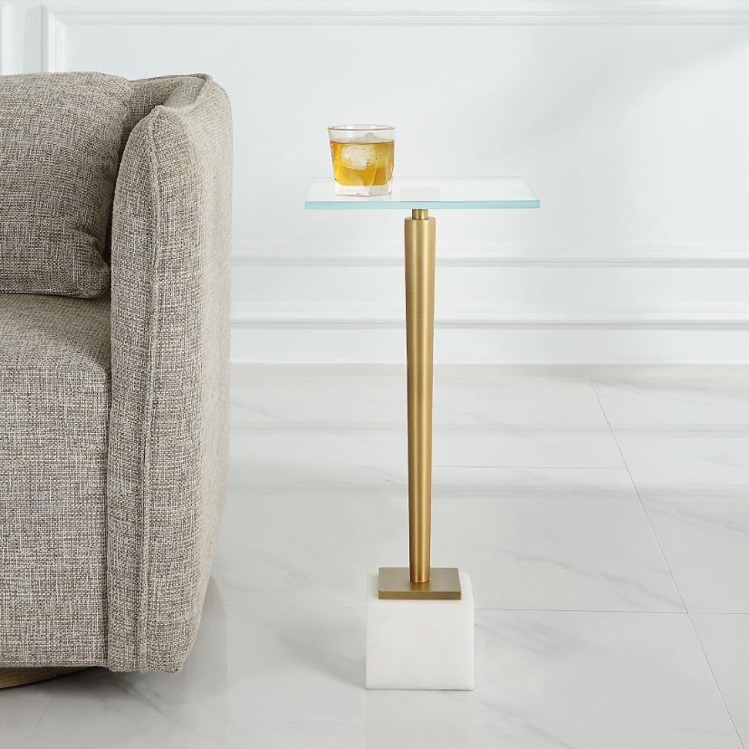 Crisp Drinks Table Marble & Brass
