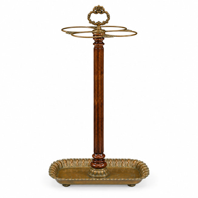 Jonathan Charles Umbrella Stand - Walnut & Brass