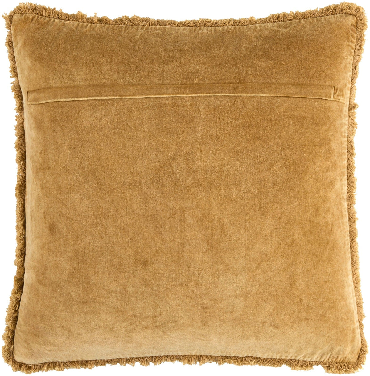Washed Cotton Velvet Woven Cushion in Ochre - 51 x 51 cm