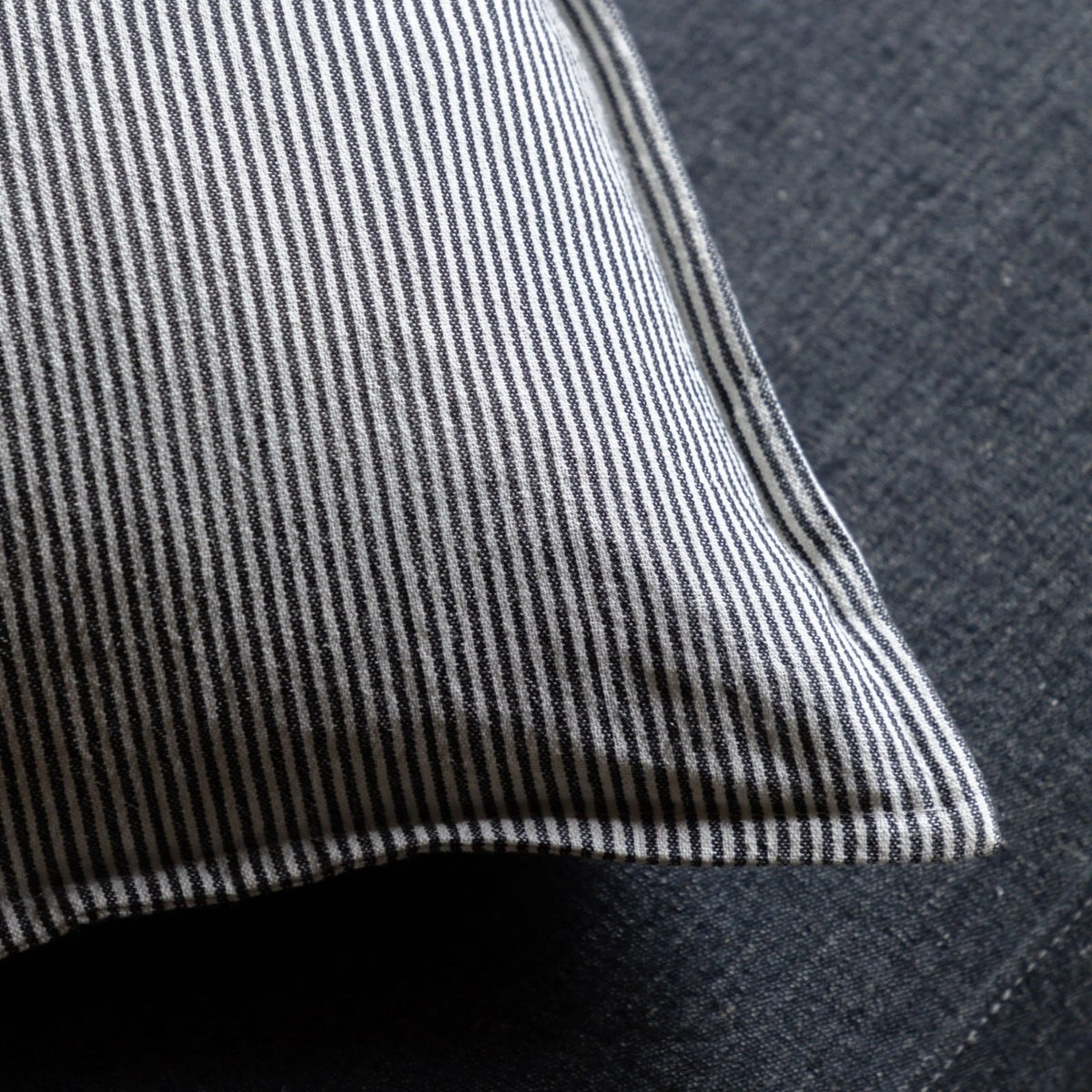 Windsor Woven Stripe Cushion in Ink Blue