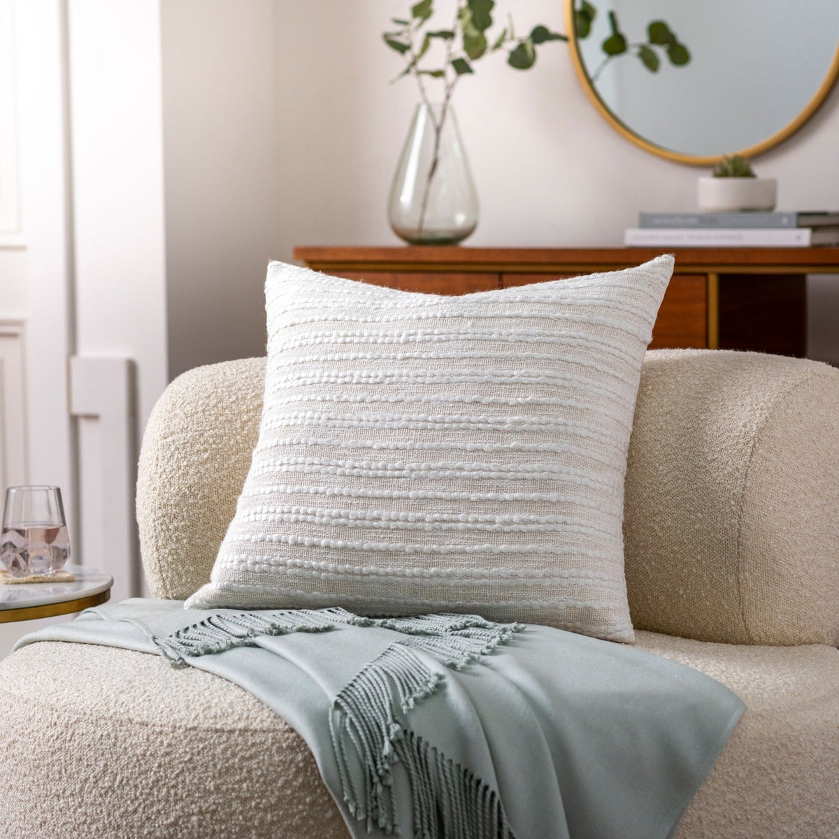 Weaver Woven Cushion in White - 51 x 51 cm