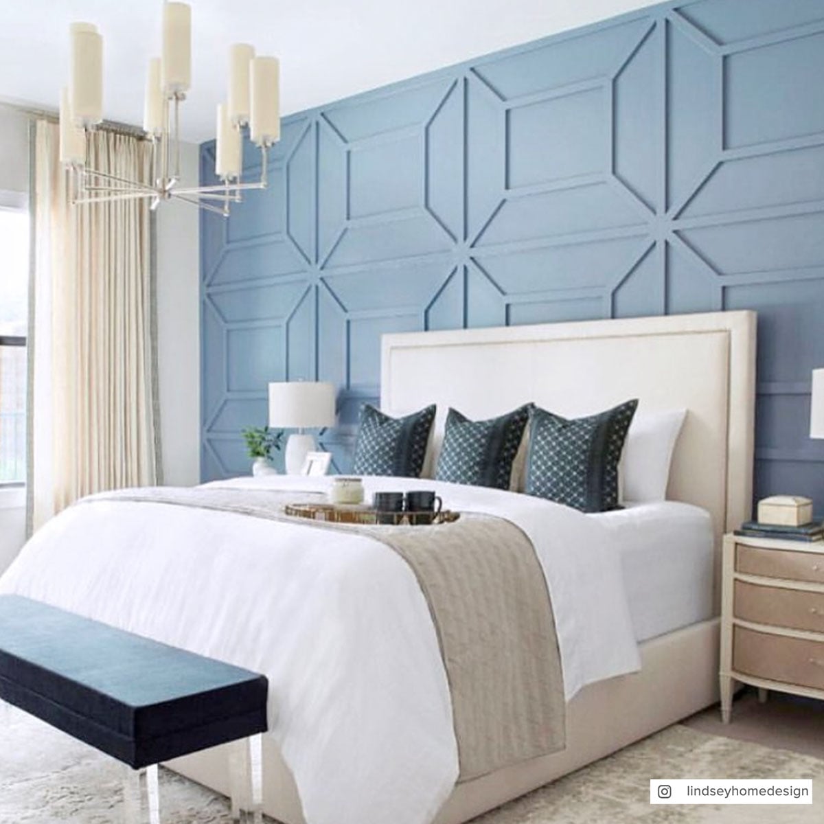 Ziyi Large Chandelier in Polished Nickel with Linen Shades