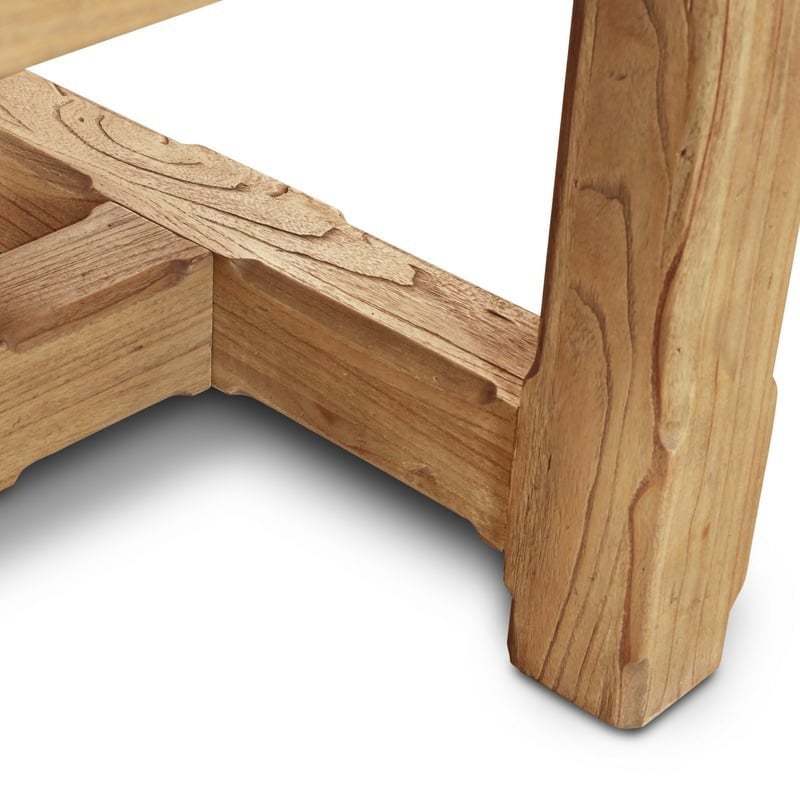 Solid oak farmhouse table underside showing durable construction