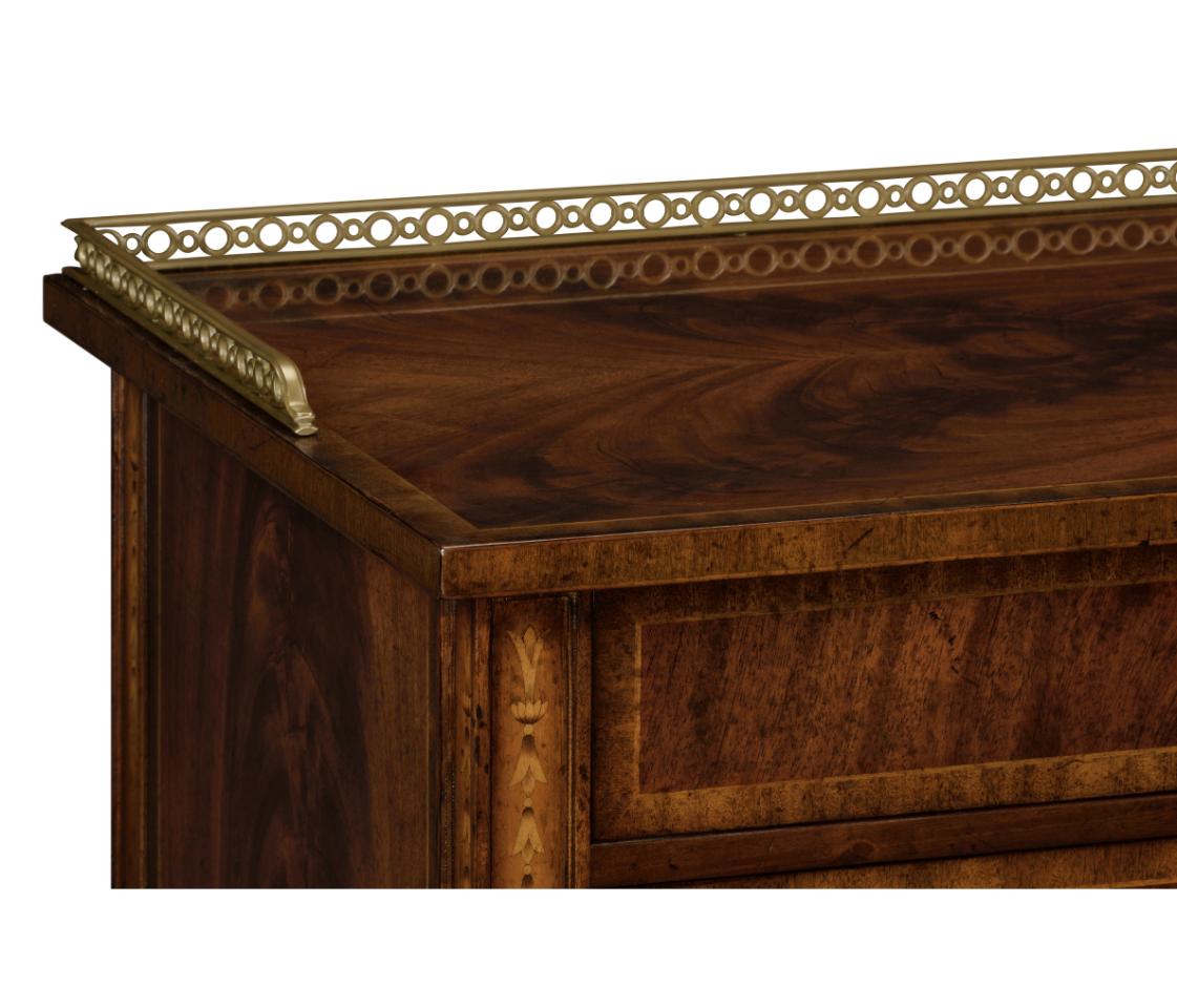 Mahogany Bedside Table with Brass Gallery