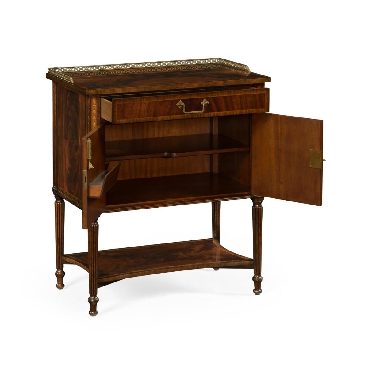 Mahogany Bedside Table with Brass Gallery