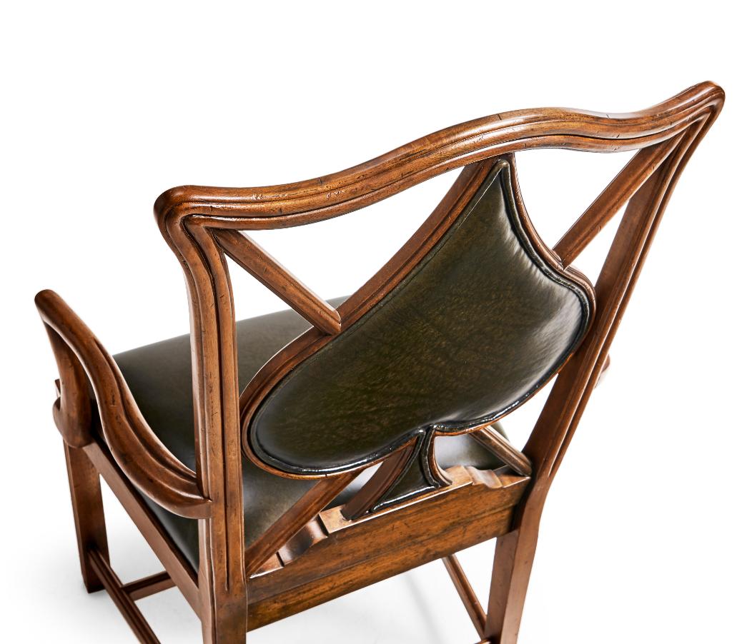Armchair Spade Playing Card - English Green Leather
