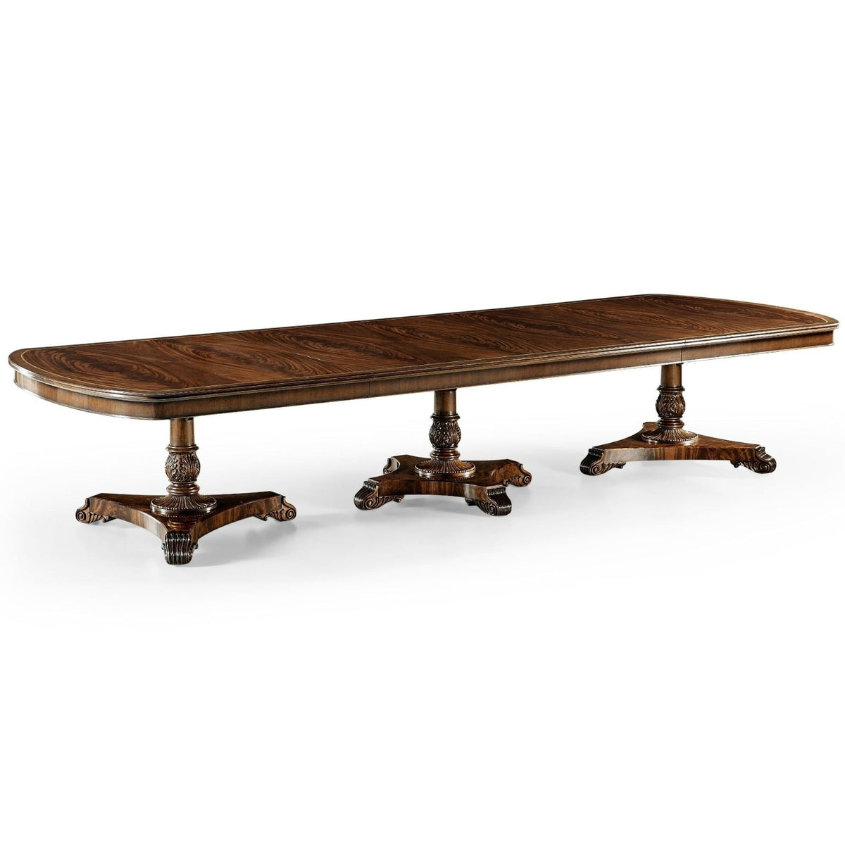 Mahogany Triple Pedestal Extending Dining Table - 402.2 - 514.4cm