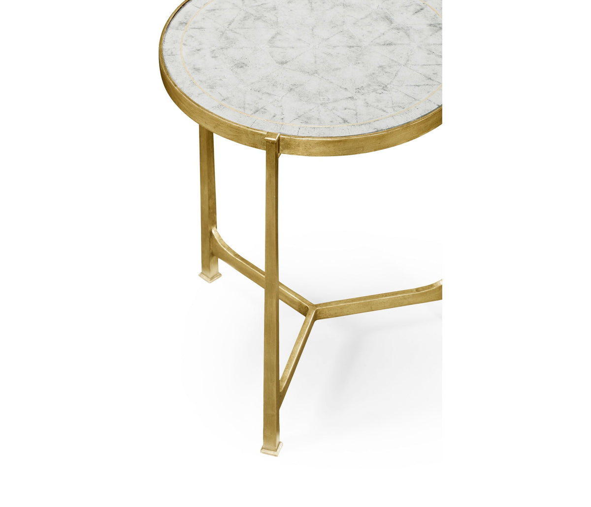 Round End Table Contemporary in Eglomise - Gilded