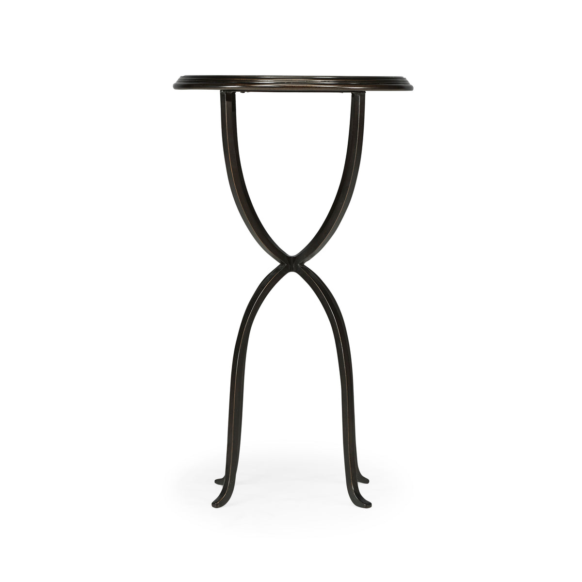Luxe Horseshoe Side Table in Bronze and Églomisé