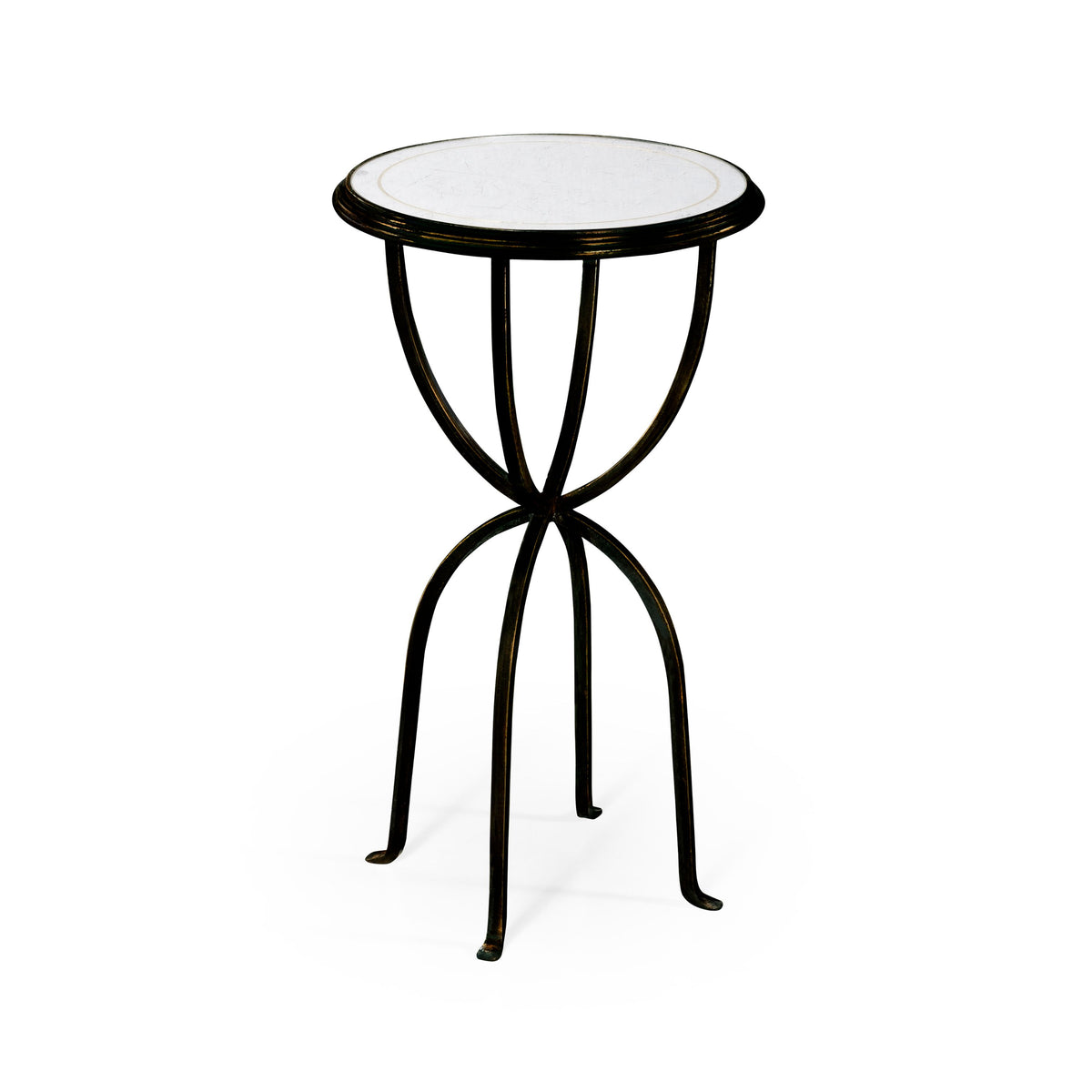 Luxe Horseshoe Side Table in Bronze and Églomisé
