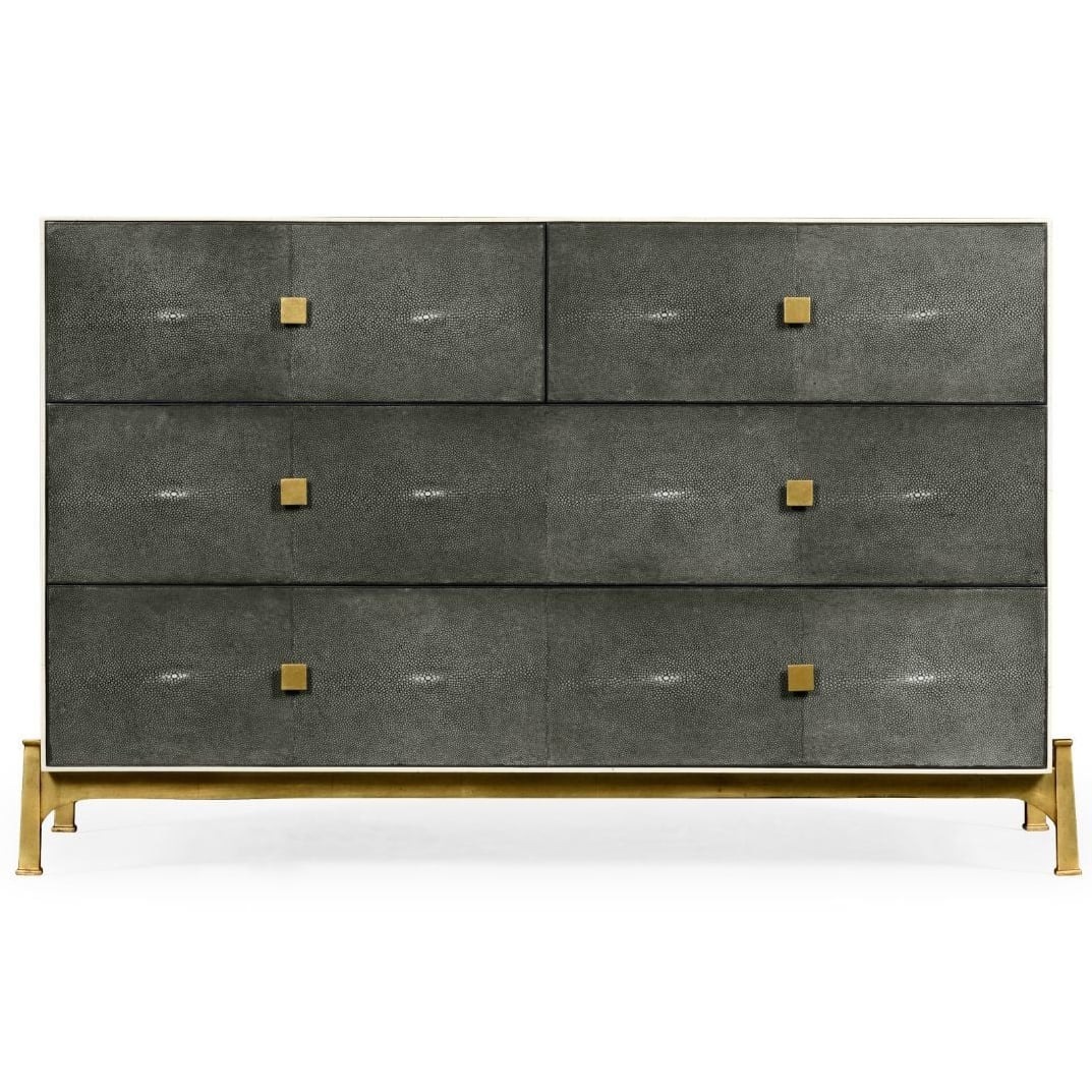 Faux anthracite shagreen low chest with gilded base
