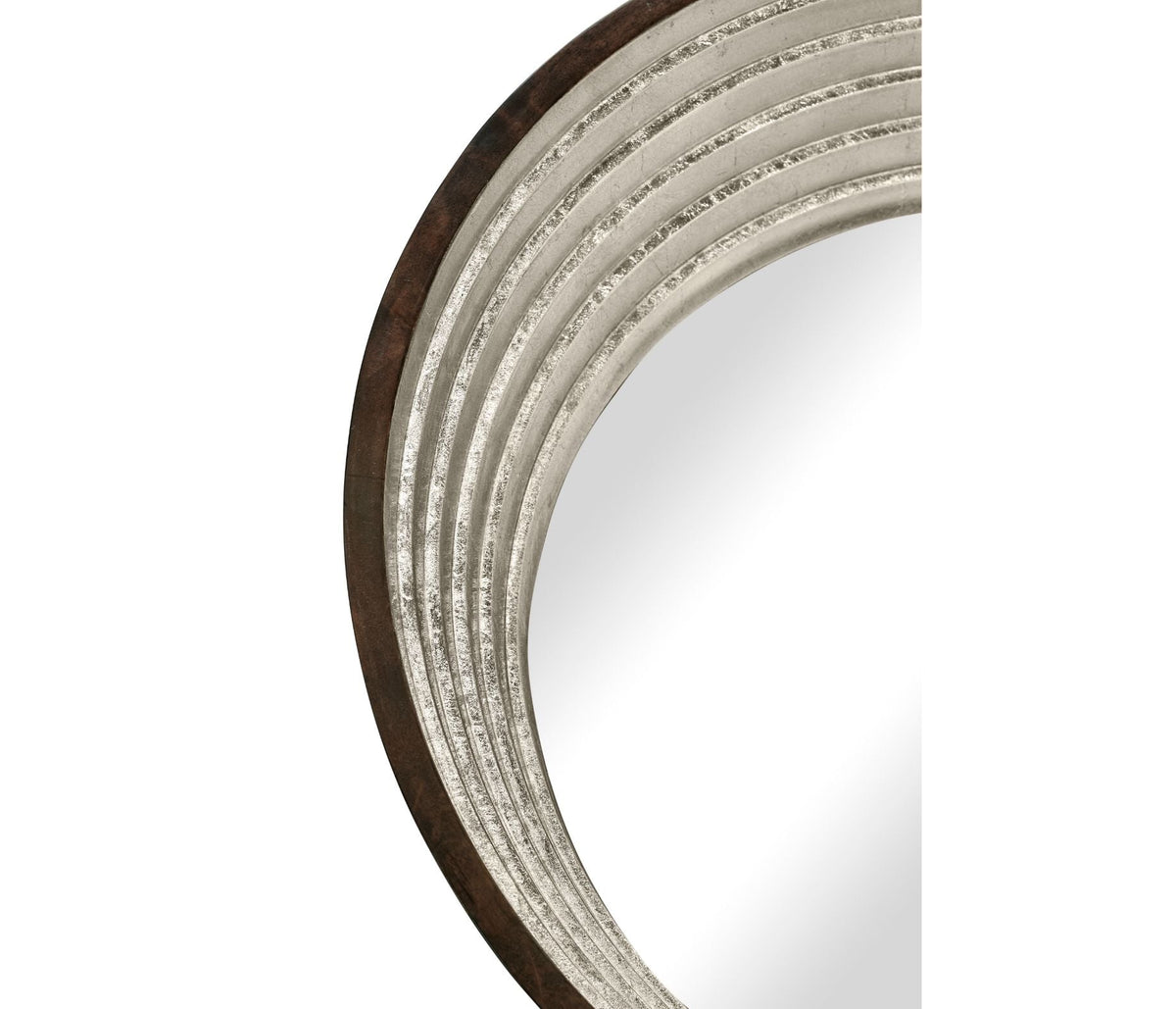 Contemporary Round Mirror in Silver Espresso