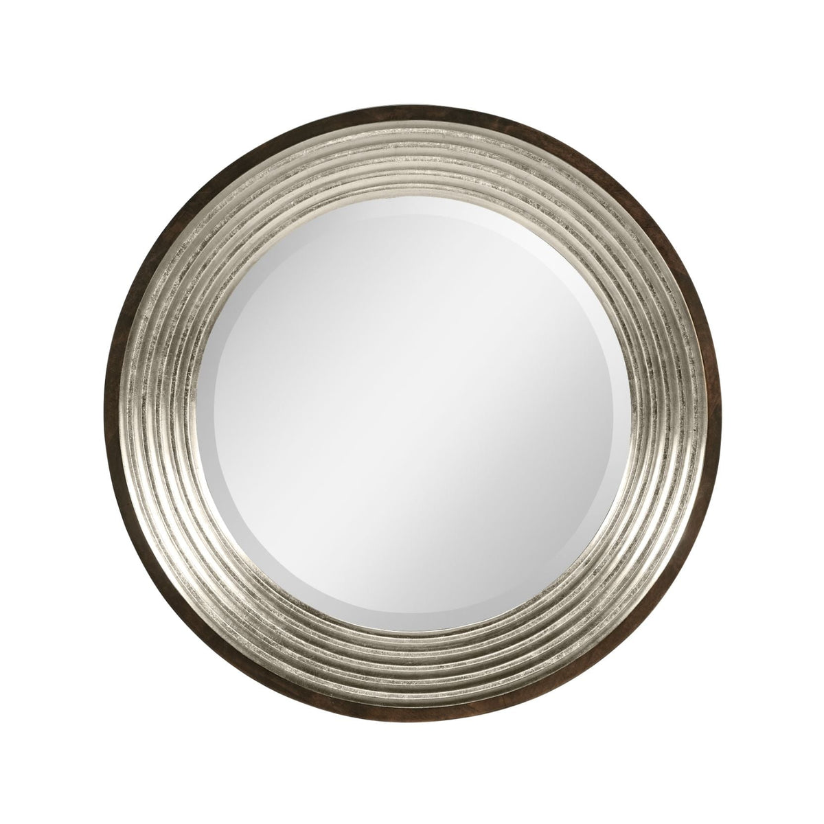 Contemporary Round Mirror in Silver Espresso