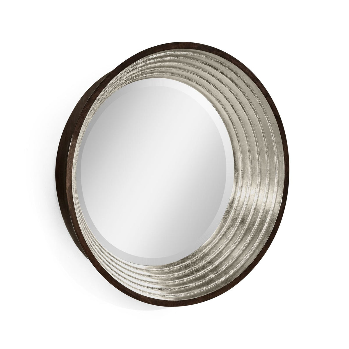 Contemporary Round Mirror in Silver Espresso