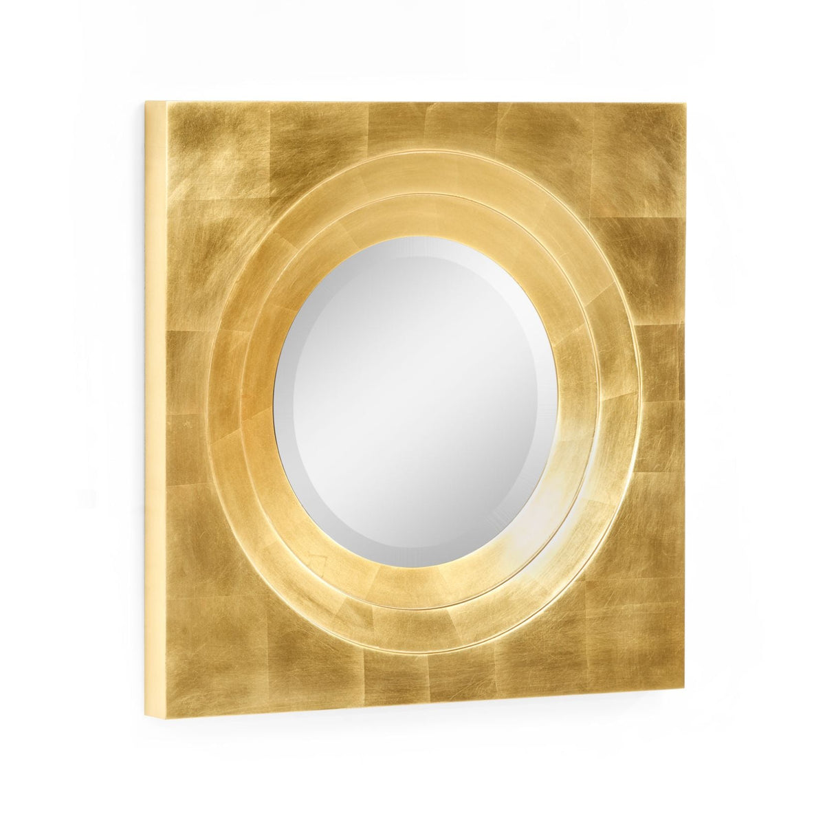 Round Mirror Contemporary with Square Frame - Gilded