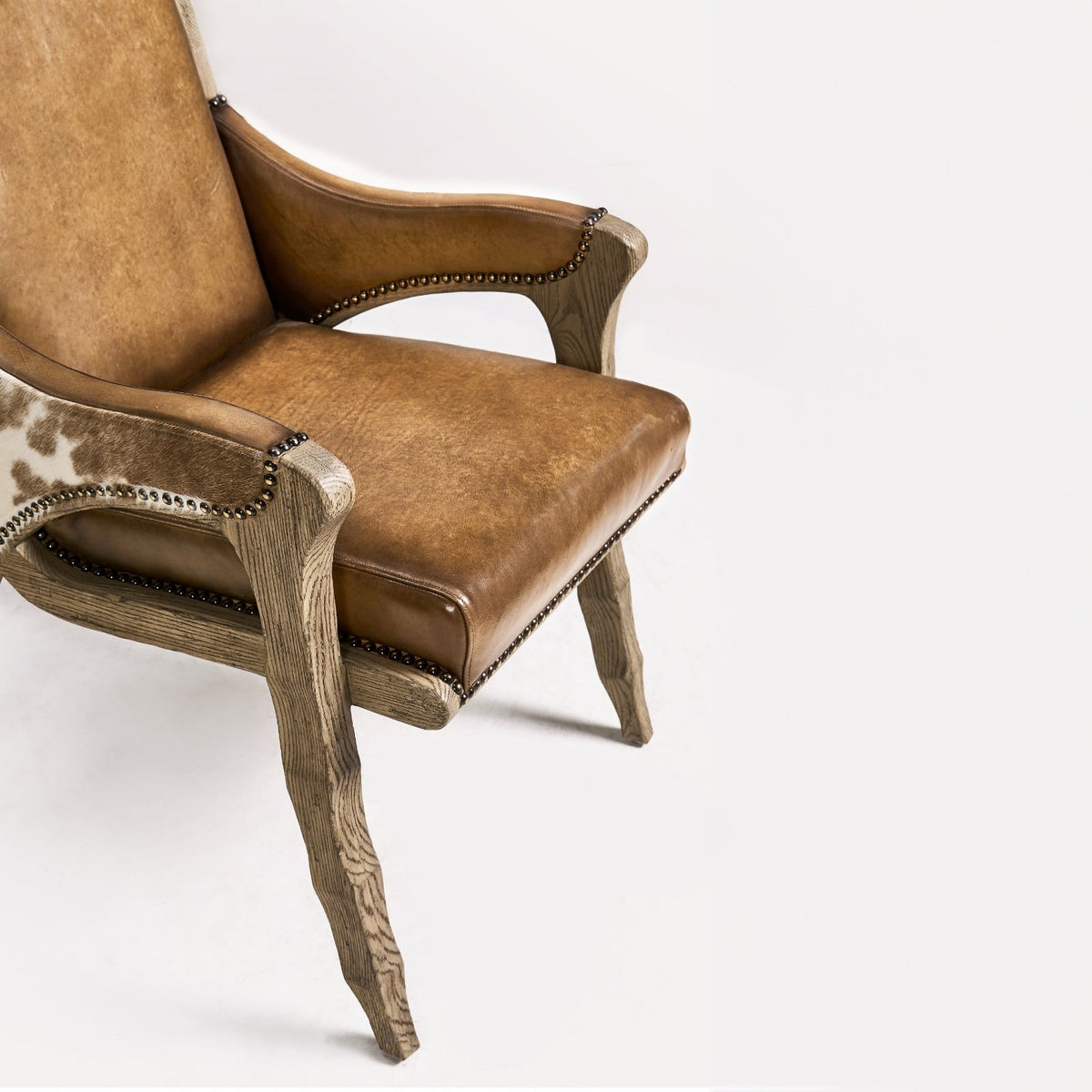 Echo Canyon Leather and Hide Arm Dining Chair