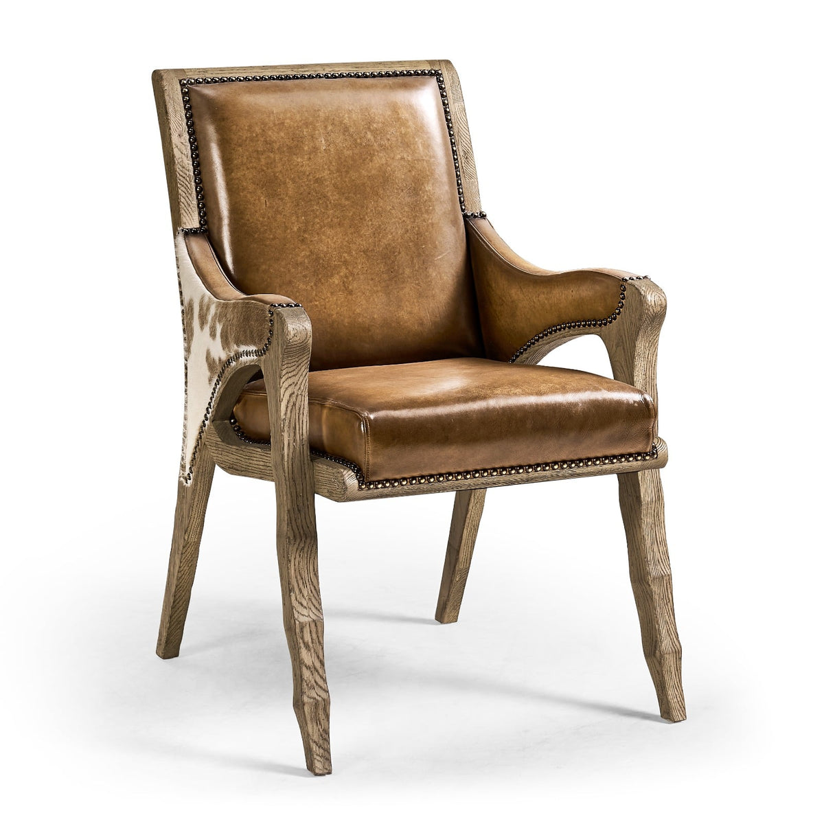 Echo Canyon Leather and Hide Arm Dining Chair