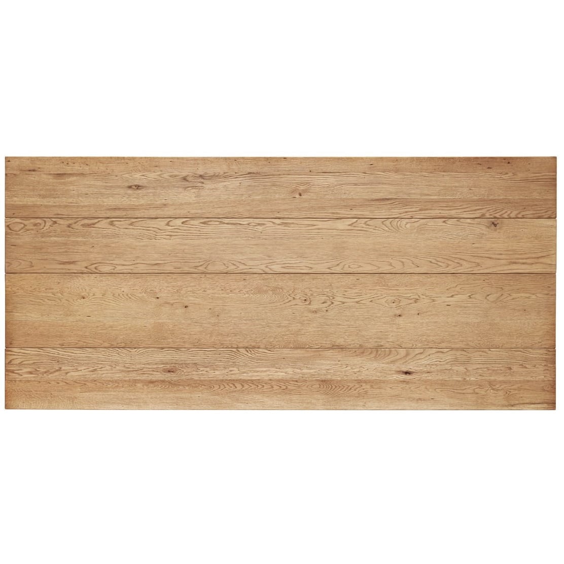 Natural oak dining table top with visible wood grain and plank detail
