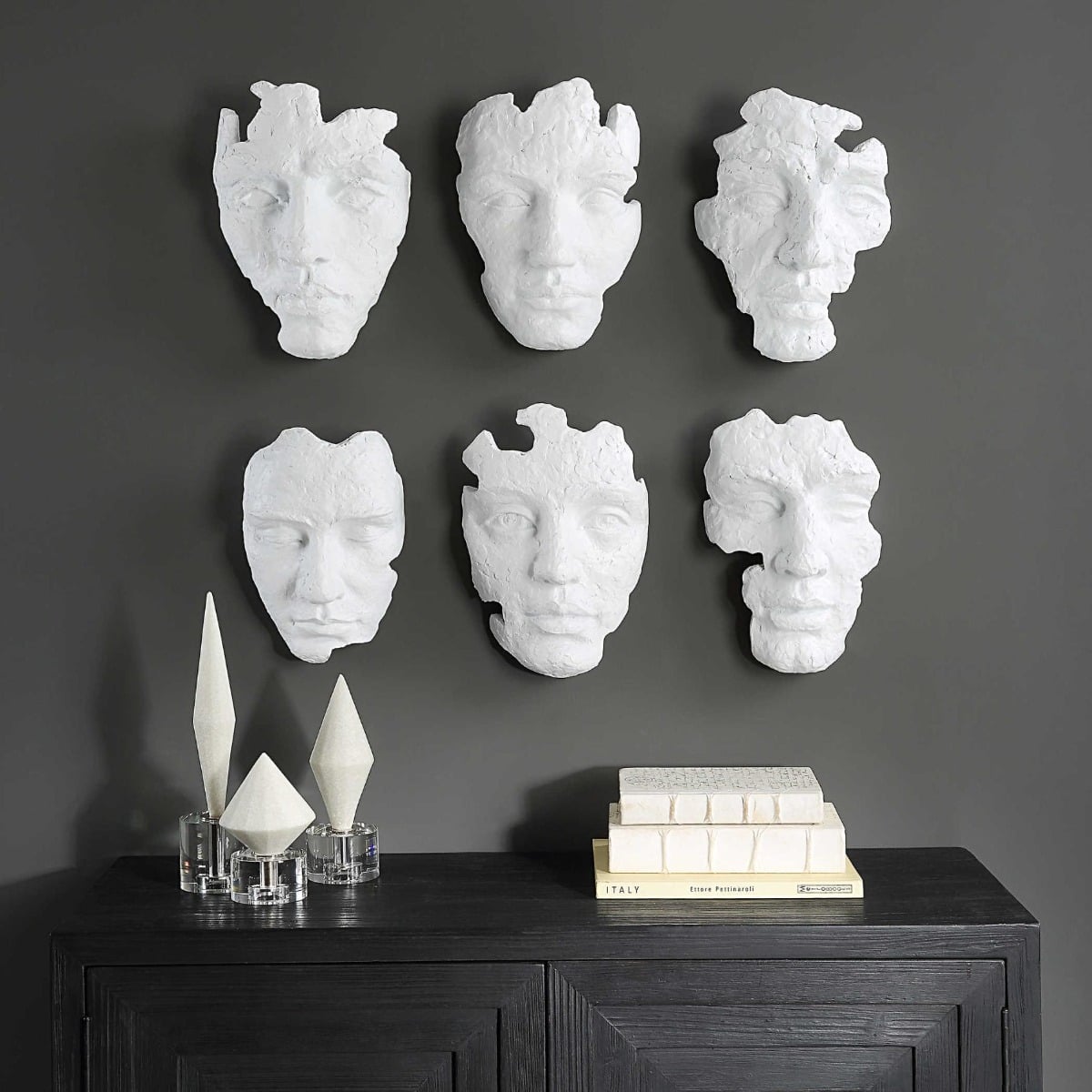 Self-Portrait White Mask Wall Décor - Set of 6