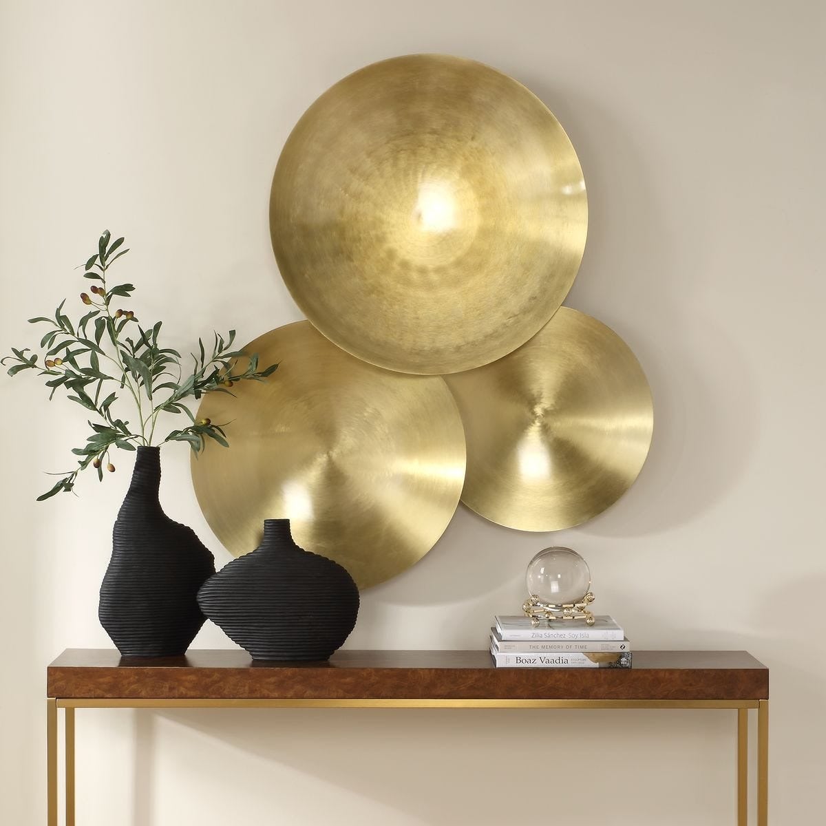 Cymbalic Round Brass Wall Art Set of 3