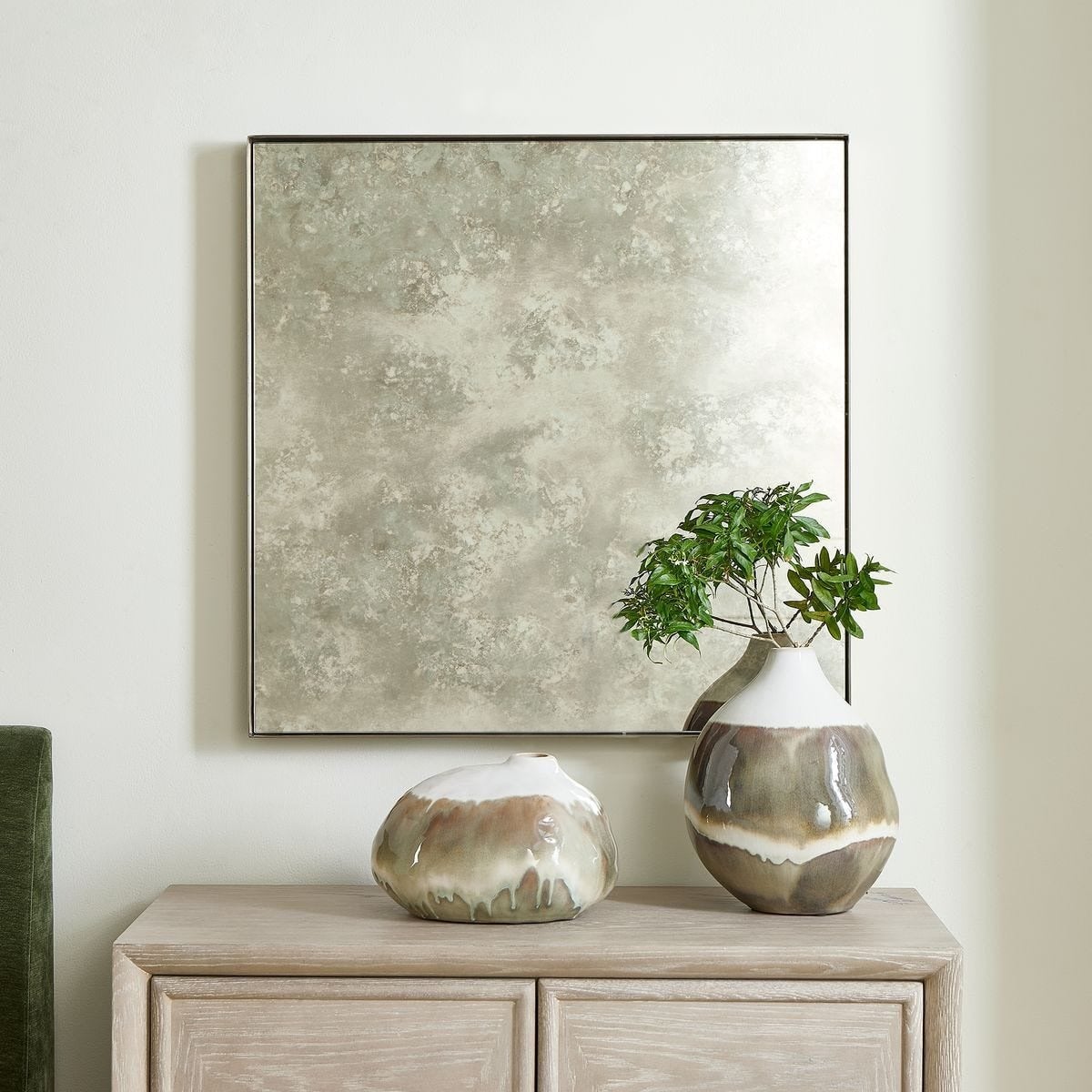 Fredric Square Mirror in Antiqued Silver