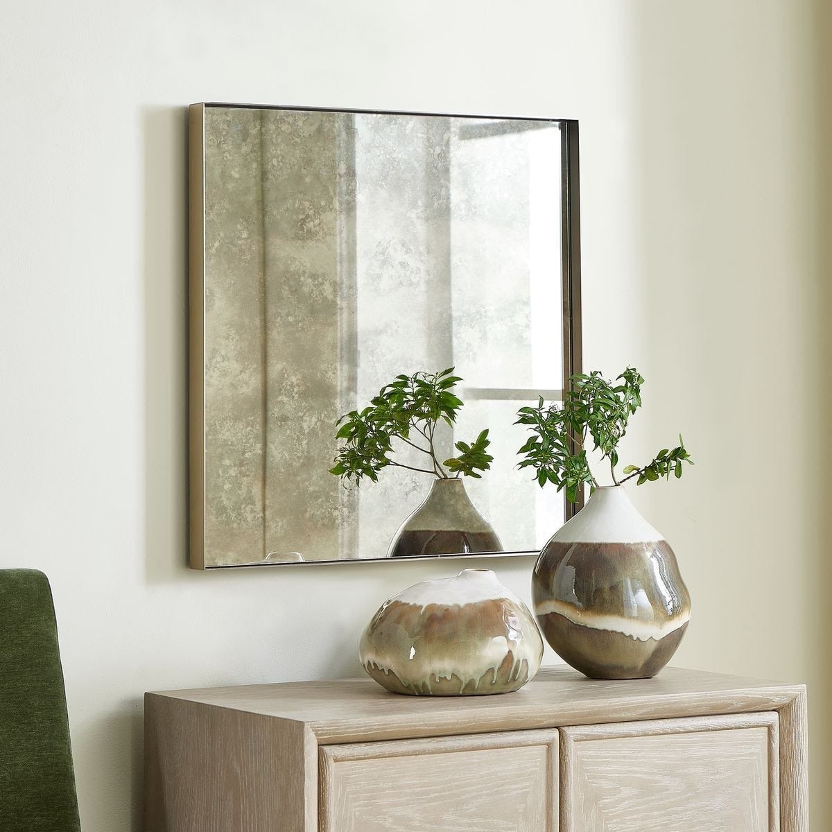 Fredric Square Mirror in Antiqued Silver