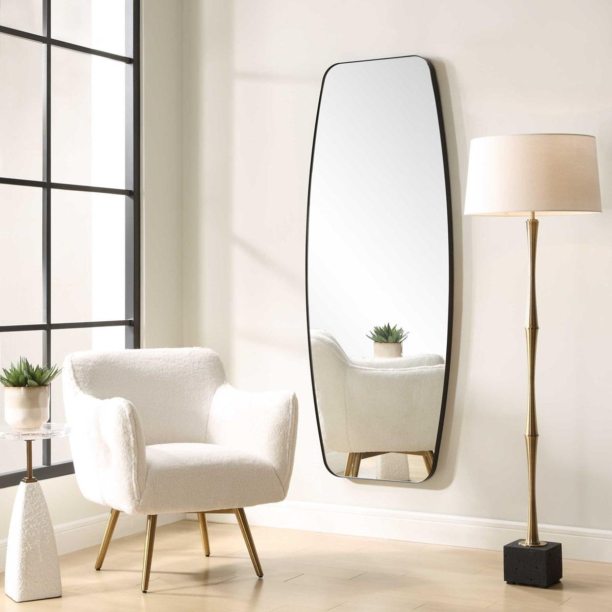 Caspian Curved Full Length Mirror in Black