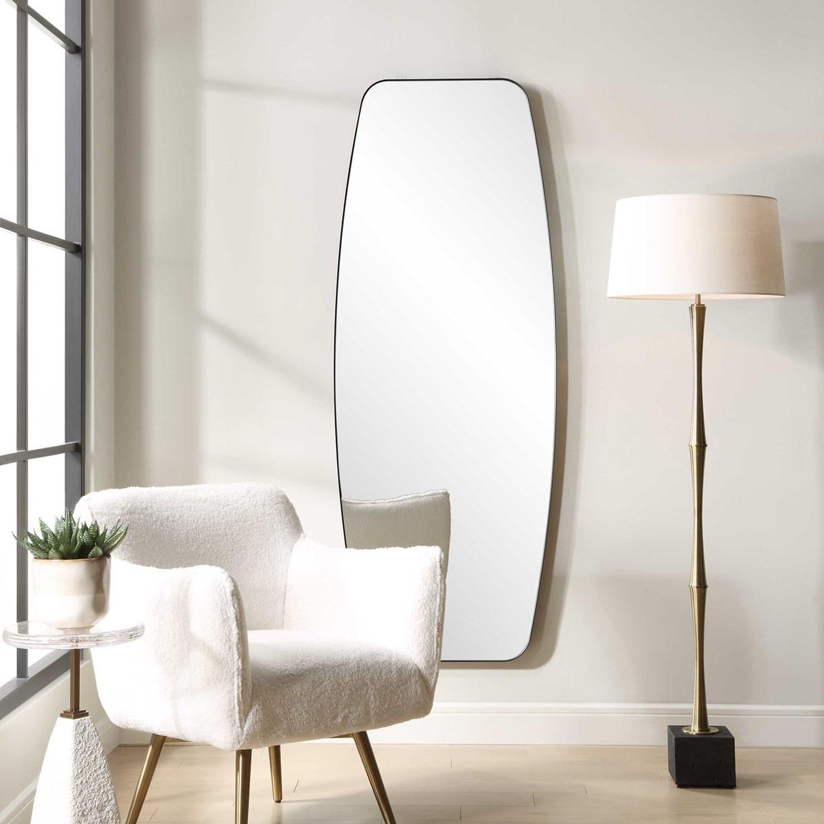 Caspian Curved Full Length Mirror in Black