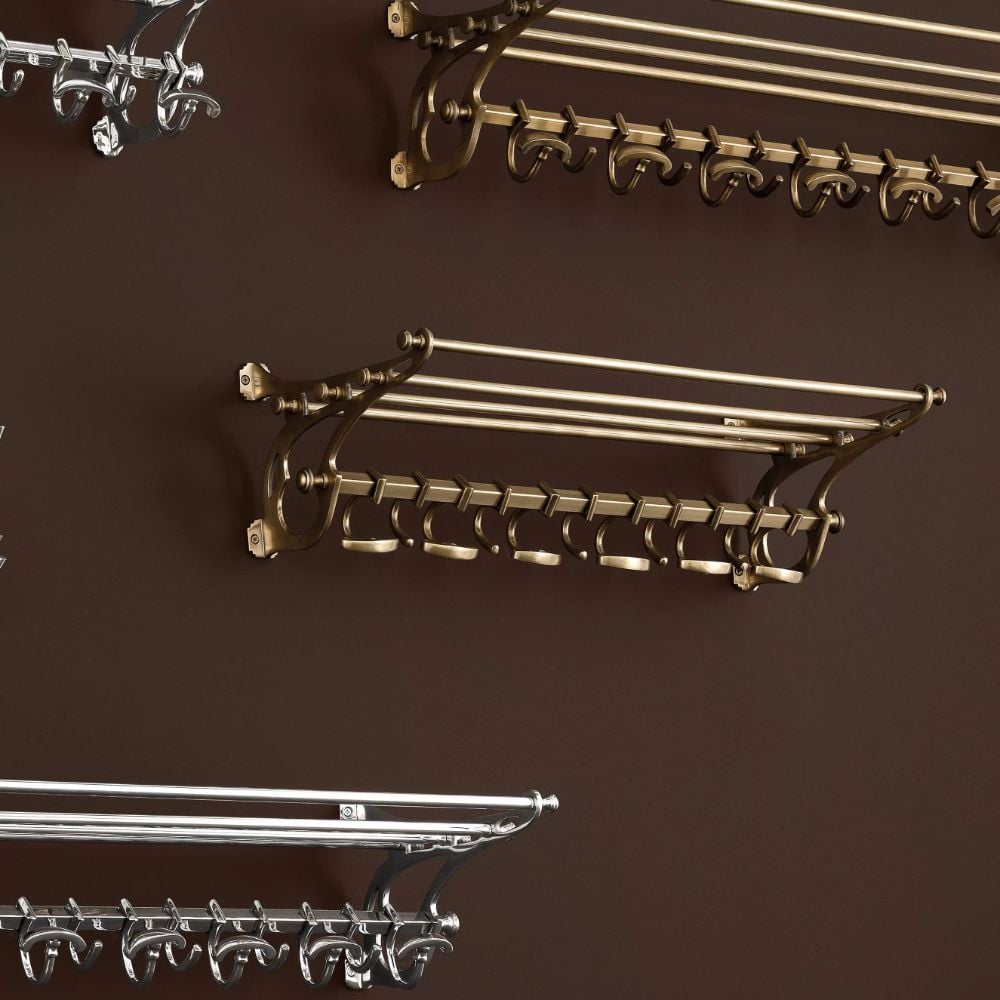 Hudson Antique Brass Coat Rack - Small