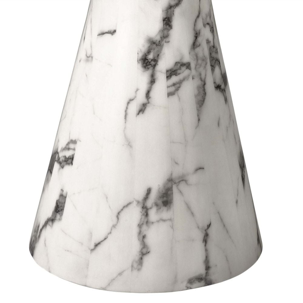 Turner Round Dining Table in Faux White Marble - 119cm