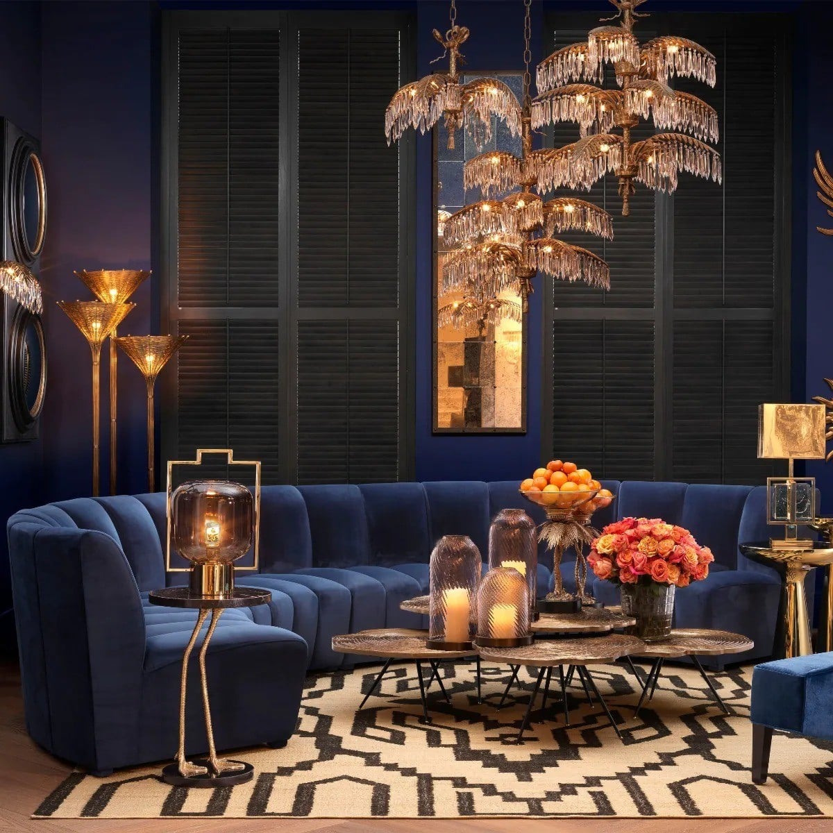 Lando Modular Sectional Sofa in Savona Midnight Blue