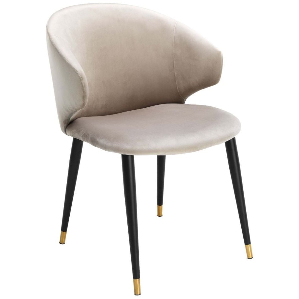 Volante Dining Armchair in Beige Velvet