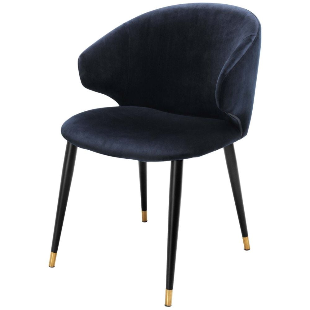 Volante Dining Armchair in Blue Velvet