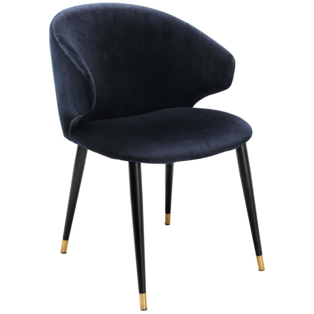 Volante Dining Armchair in Blue Velvet