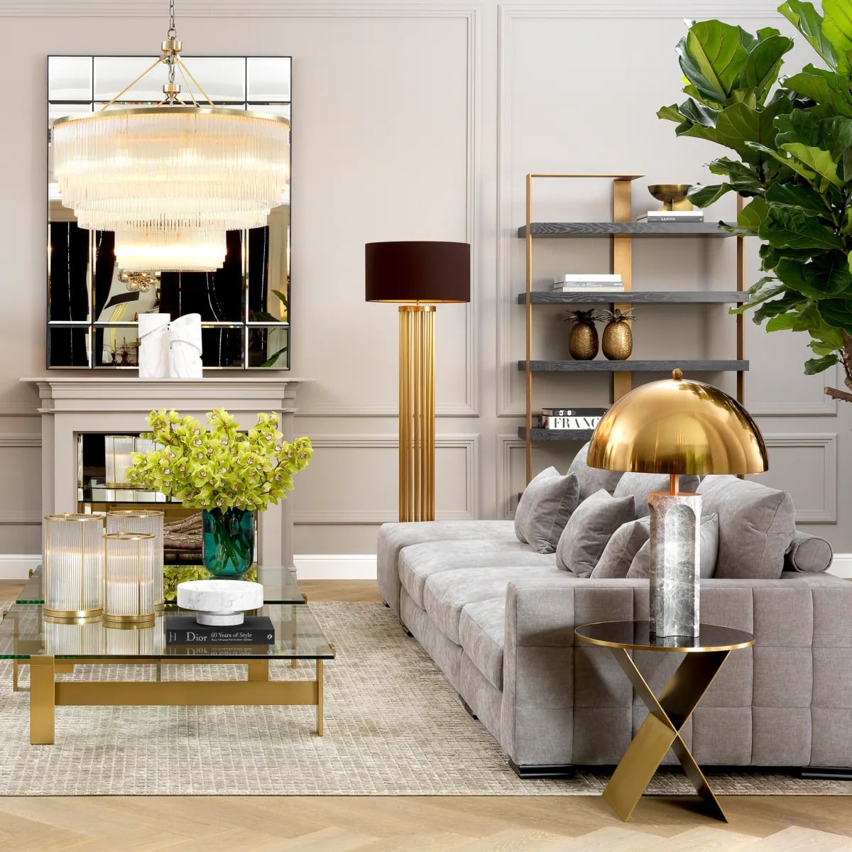 Fitch Side Table in Brushed Brass - Small