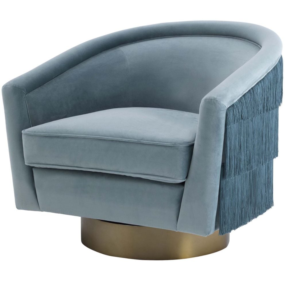 Le Vante Swivel Fringe Armchair - Blue