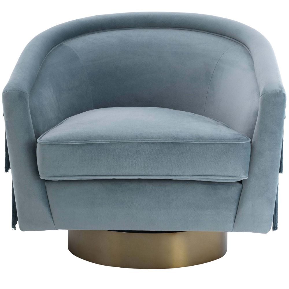 Le Vante Swivel Fringe Armchair - Blue