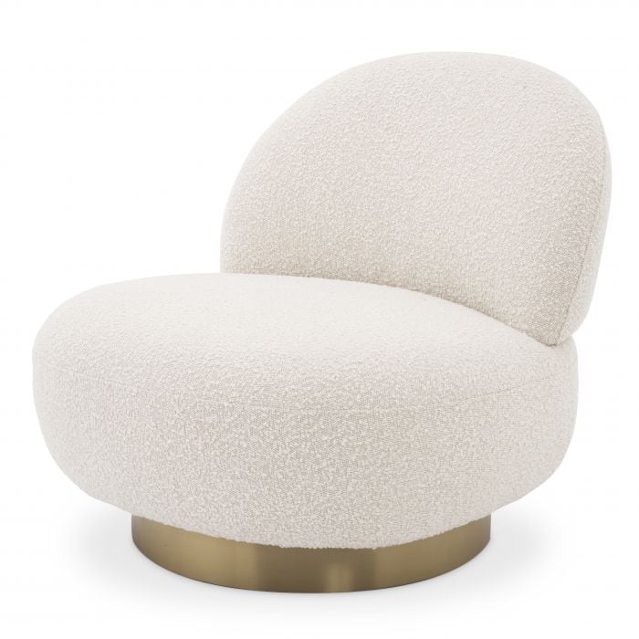Swivel Chair Clément in Bouclé Cream