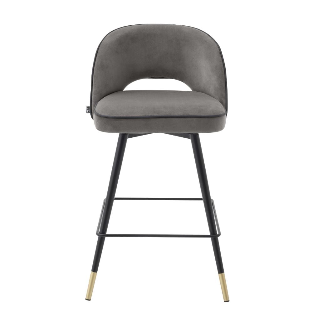 Cliff Counter Stool in Grey Velvet - Set of 2