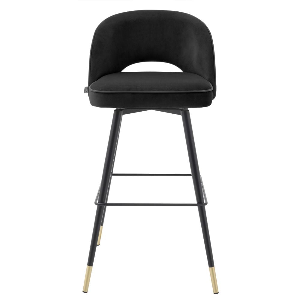 Cliff Bar Stool Swivel in Black Velvet Set of 2