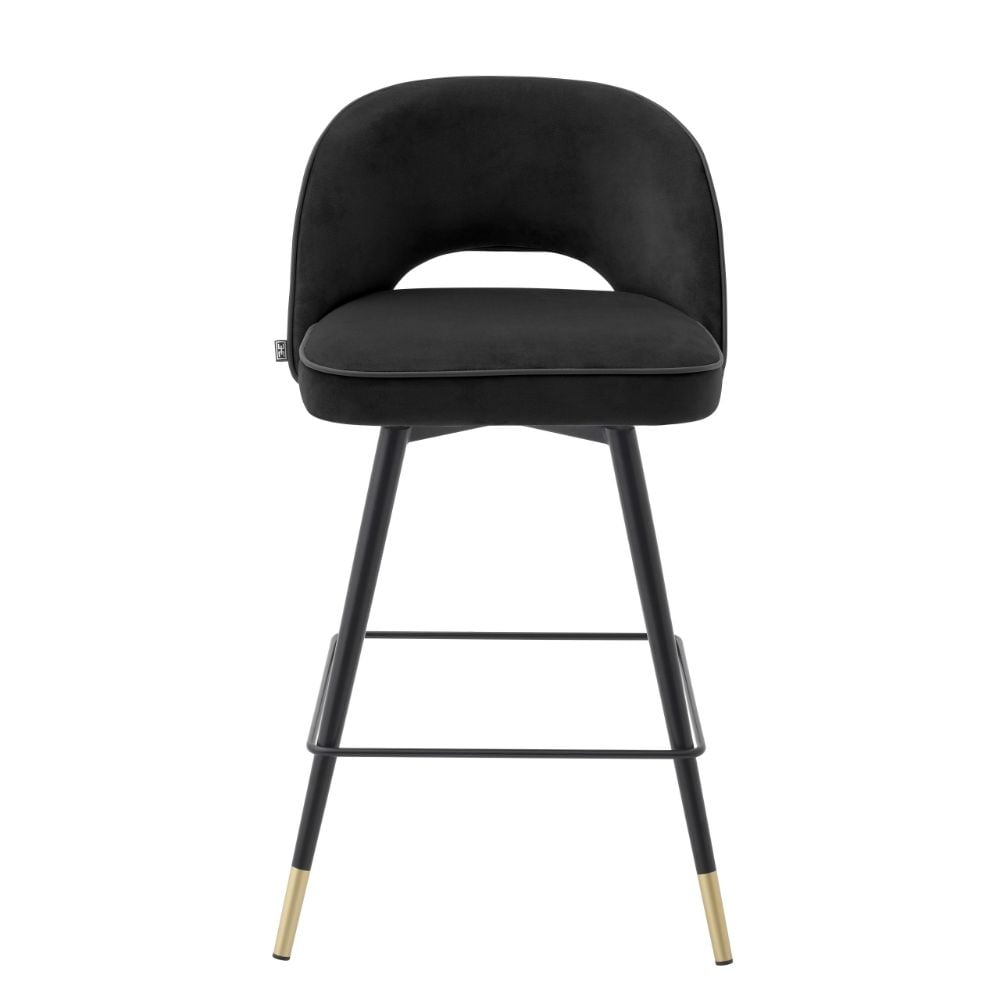 Cliff Counter Stool in Black Velvet - Set of 2