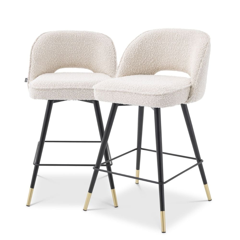 Cliff Counter Stool Swivel in Boucle Cream Set of 2