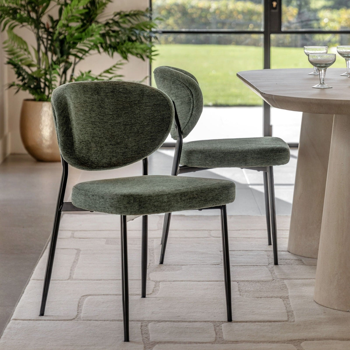 Otto Dining Chair in Green Set of 2
