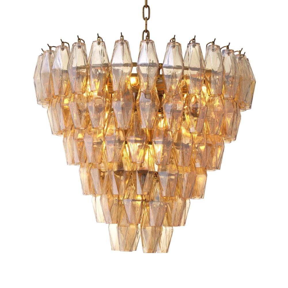 Benini Chandelier in Amber Glass - Small